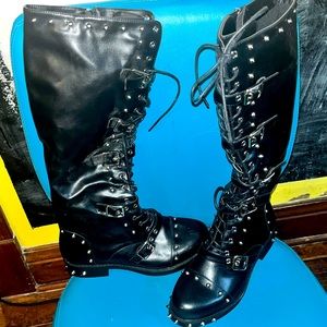 Size 11 Large Calf Stud Embelished Knee High Boot (Not Wide Calf)